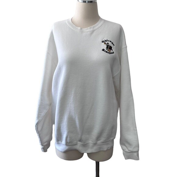 Vintage 90s Lee Crewneck Unisex Medium White Chicago Brauhaus Logo  Sweatshirt - Picture 1 of 7